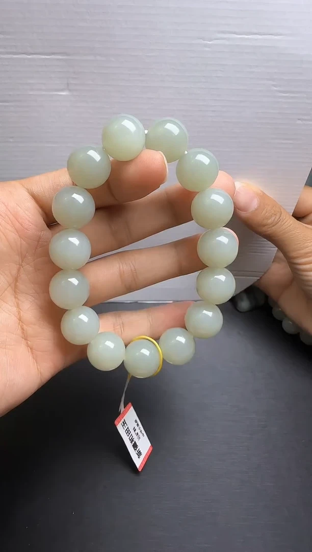 【闪购商品】和田玉手链未镶嵌新疆和田玉近矿卡14 手串