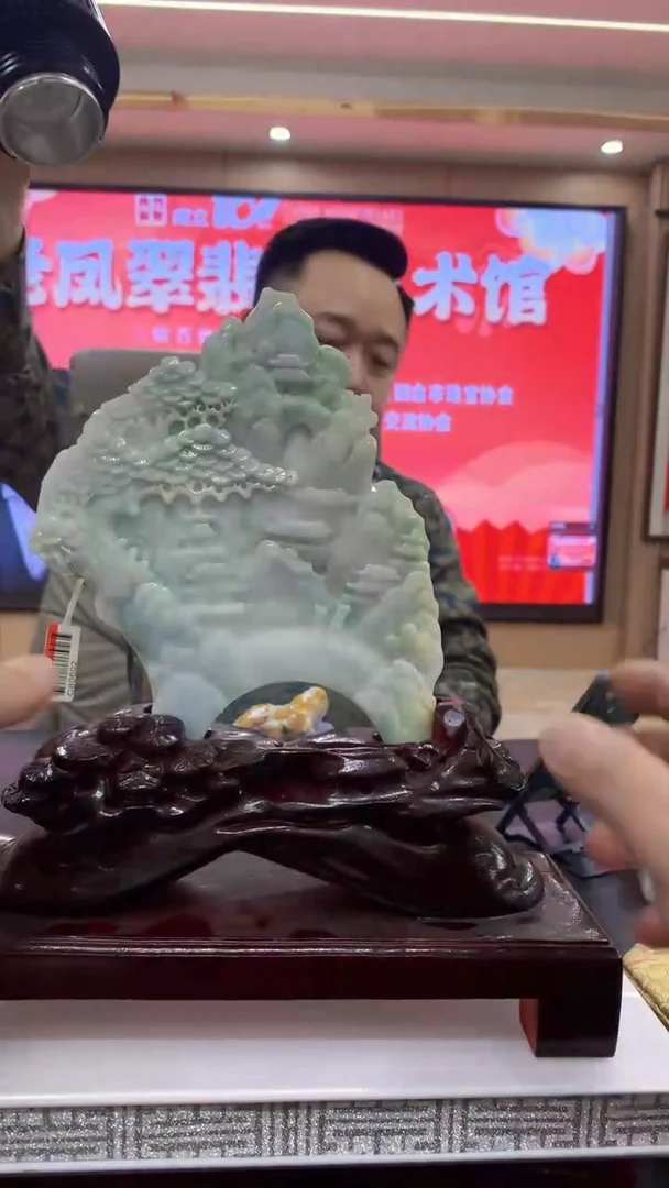 【闪购商品】定制翡翠未镶嵌1034hn-毛货摆件赠底座礼盒37