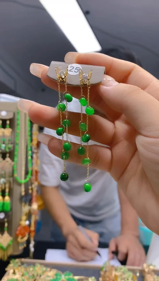 翡翠合金耳饰010翡翠耳钉