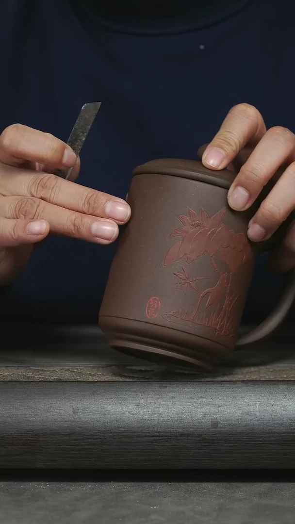 【闪购商品】紫砂茶杯老杯子荷花杯@@GB00877