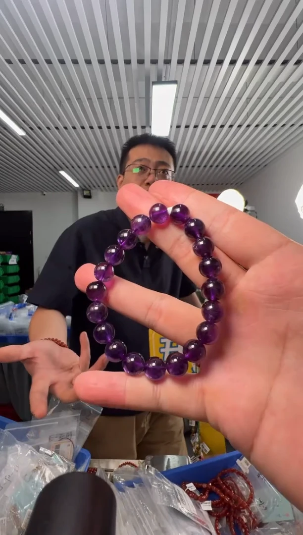 未镶嵌手链水晶乌拉圭紫水晶圆珠单圈约9-10mm