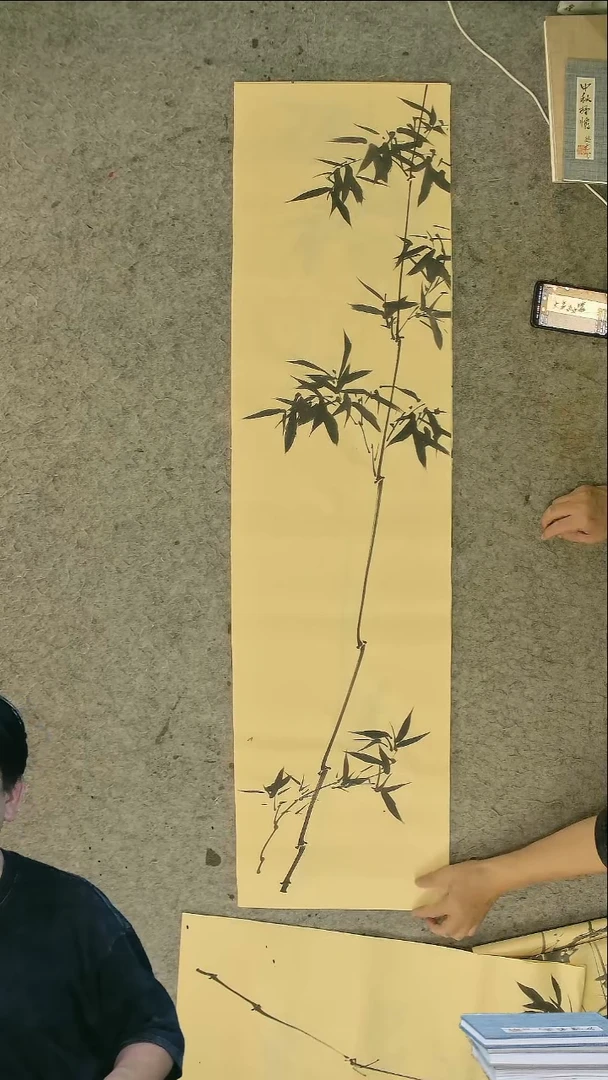国画四尺对开  墨竹条屏 34*138cm