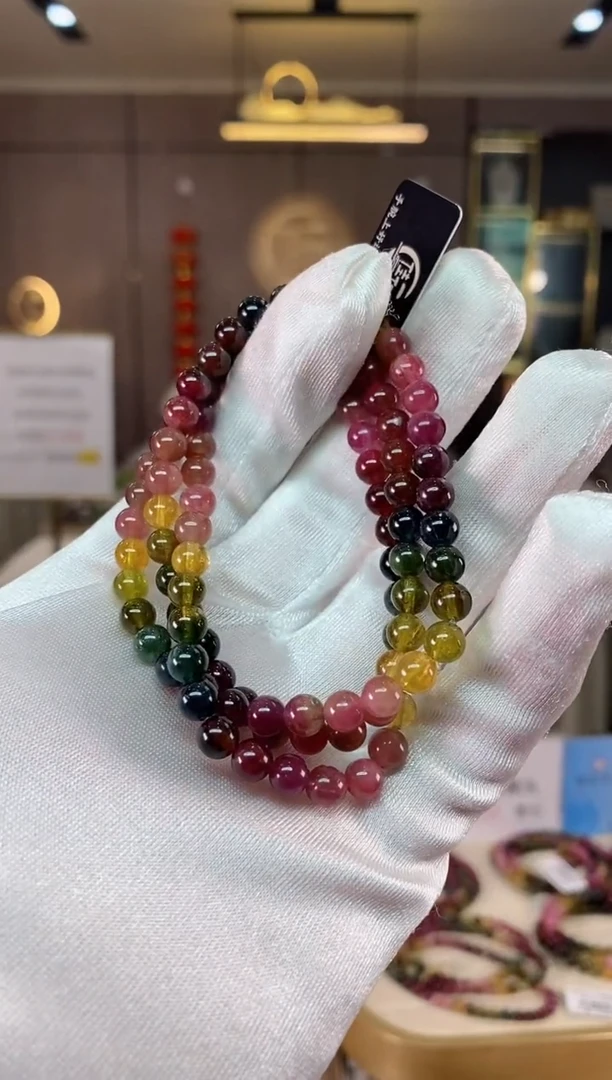 【闪购商品】碧玺三圈手串5mm+未镶嵌（多样性发一条）xion