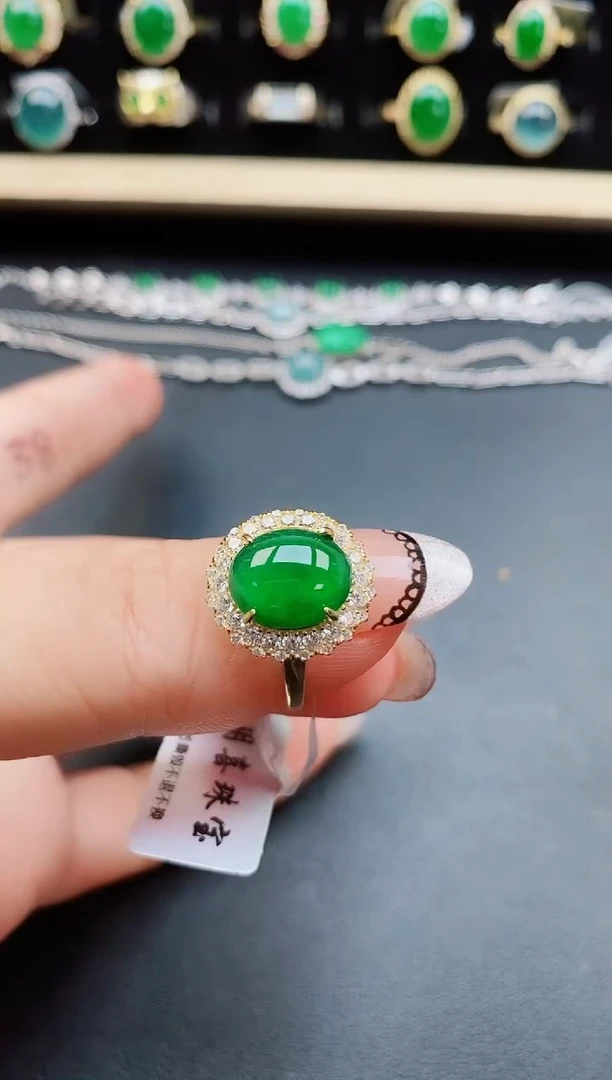 翡翠戒指银S925镶嵌321312