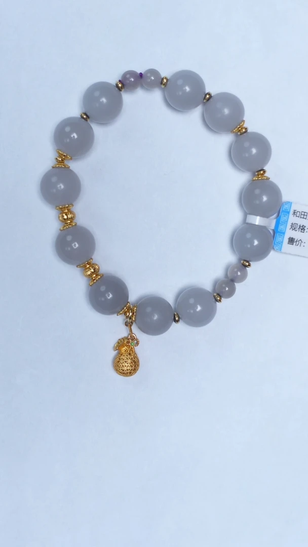 未镶嵌手链和田玉和田玉烟紫手串11mm