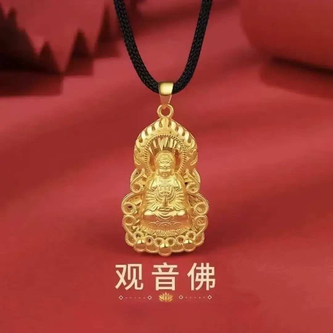 合金吊坠 爆款【观音佛吊坠】精雕金色吊坠男女同款时尚挂坠