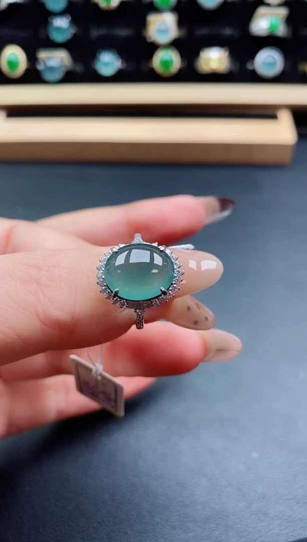 银S925镶嵌戒指翡翠1