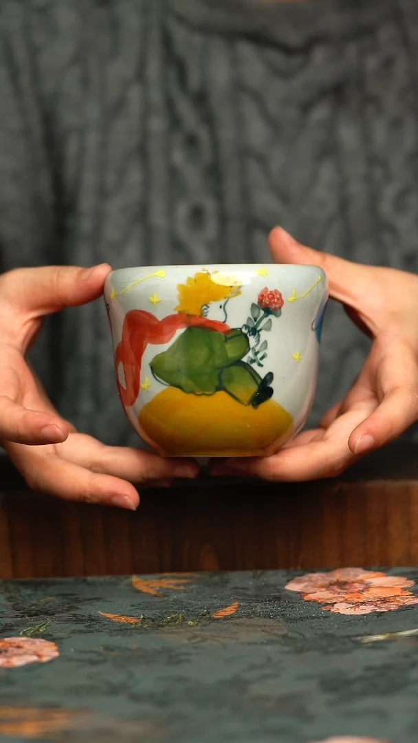 杯釉下彩手工手绘同款陶器