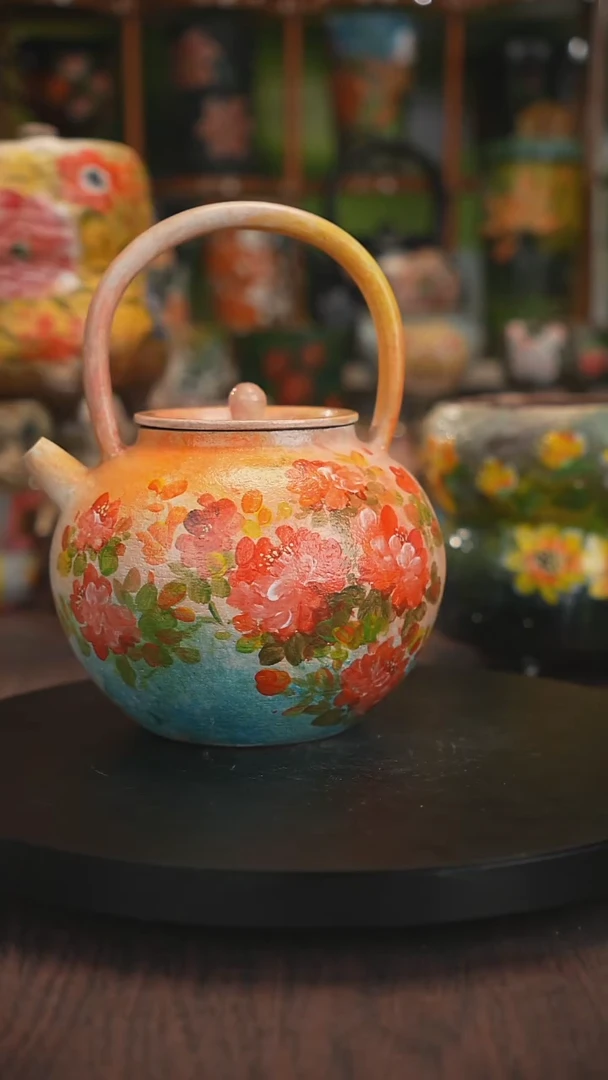 紫砂油画手绘釉下彩