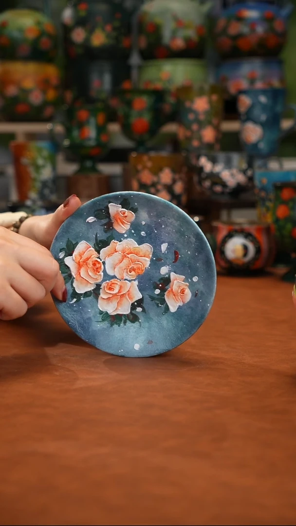 紫砂油画釉下彩手绘
