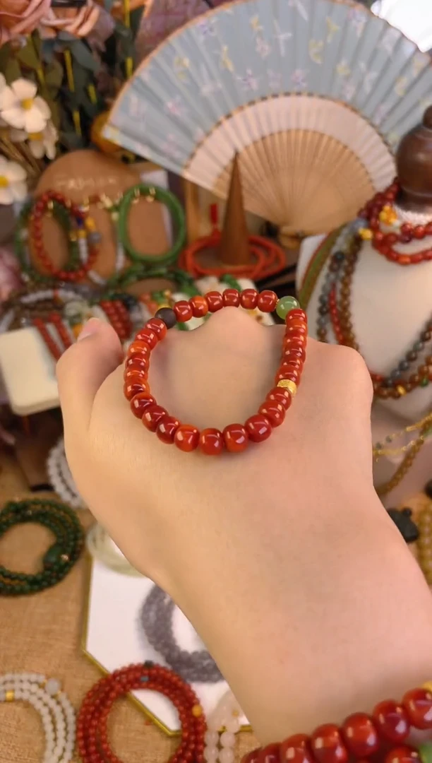 【闪购商品】南红玛瑙手串18K金镶嵌南红