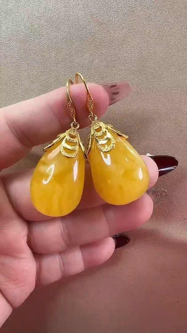【闪购商品】琥珀耳饰未镶嵌耳环