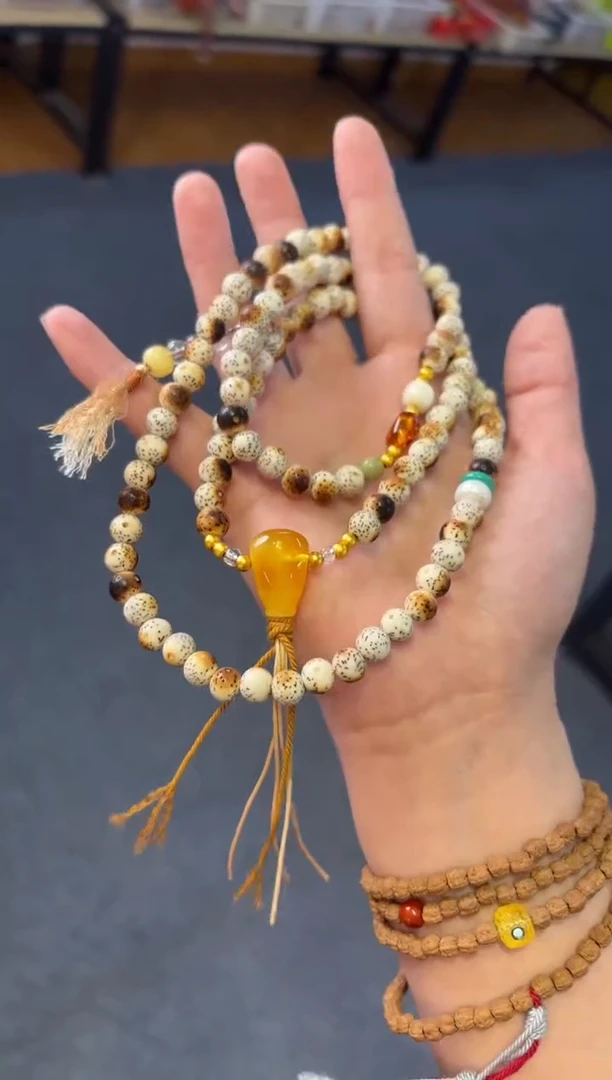 吊坠菩提根/象牙果 星月火烧云108脖挂