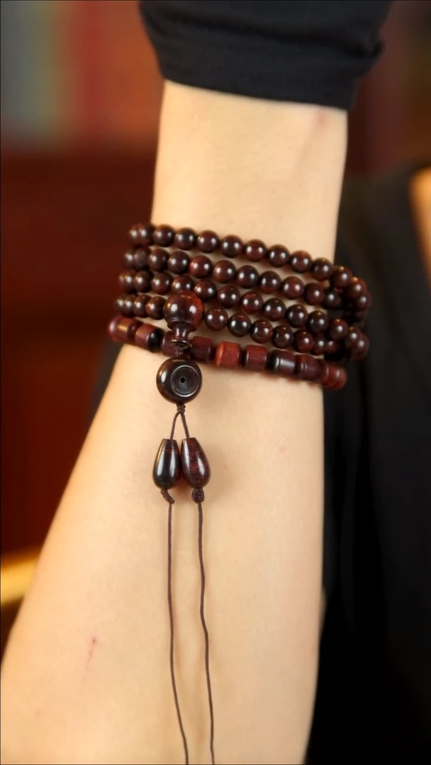 降真香手串/手链海南红降土埋玉化料7*108手串