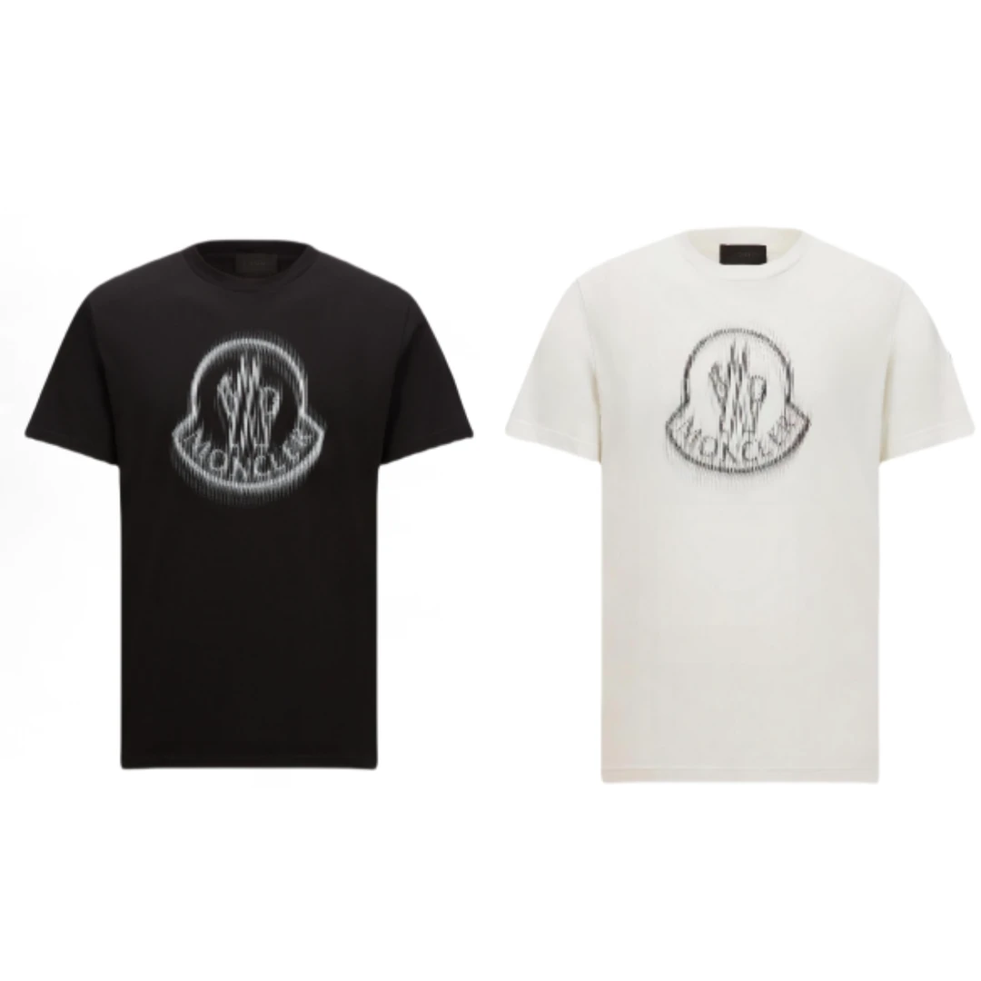 Moncler盟可睐 模糊徽标圆领短袖T恤 男款 白色黑色