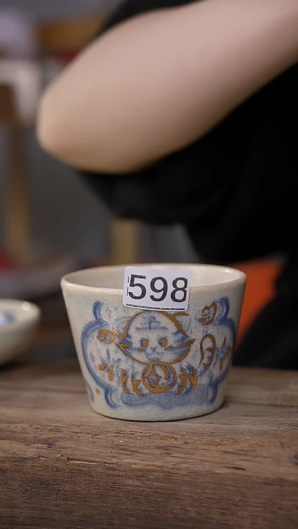 【闪购商品】瓷片福利！一抹青描金手绘手握