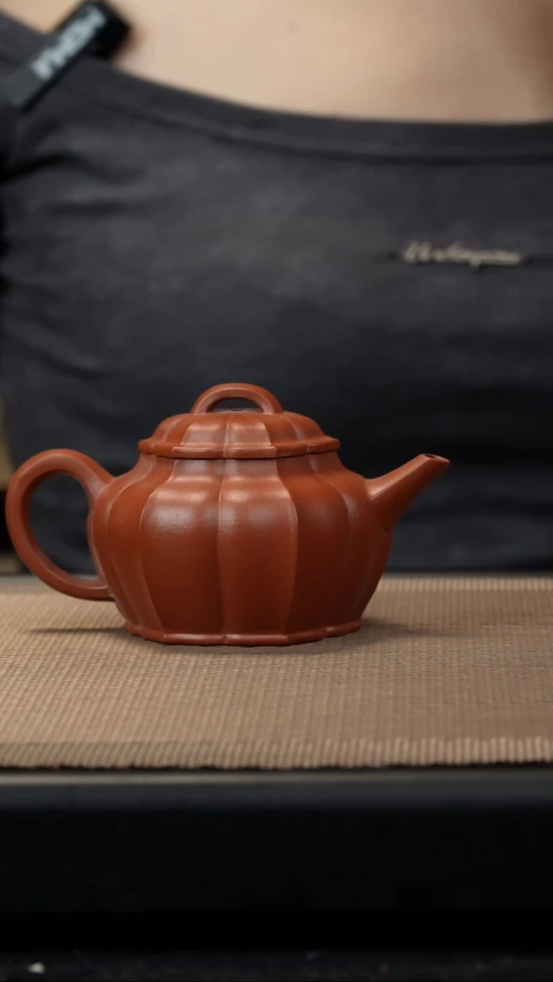 茶壶紫砂生砂朱泥筋纹培风150cc微瑕颗粒