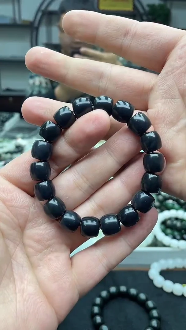 未镶嵌手串和田玉纯天然新疆墨玉12