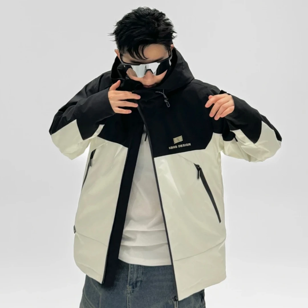 【冬季】新款时尚百搭大口袋拼色连帽三合一外套8832