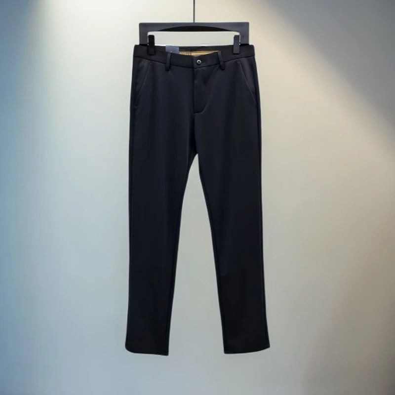 【休闲裤303】男士夏季轻奢商务经典百搭黑色直筒薄款冰丝裤休闲裤