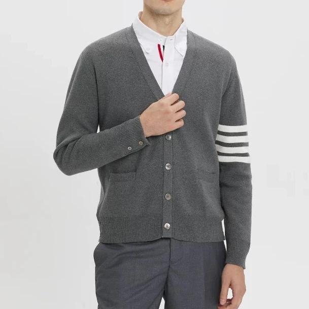 TB【官方正品】汤姆布郎/THOM/V领针织衫开衫毛衣外套商务休闲男女