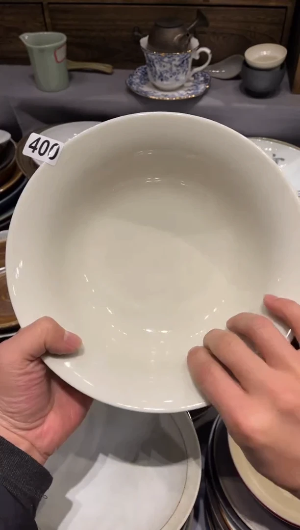 【闪购商品】瓷片400    定白深汤盆1个