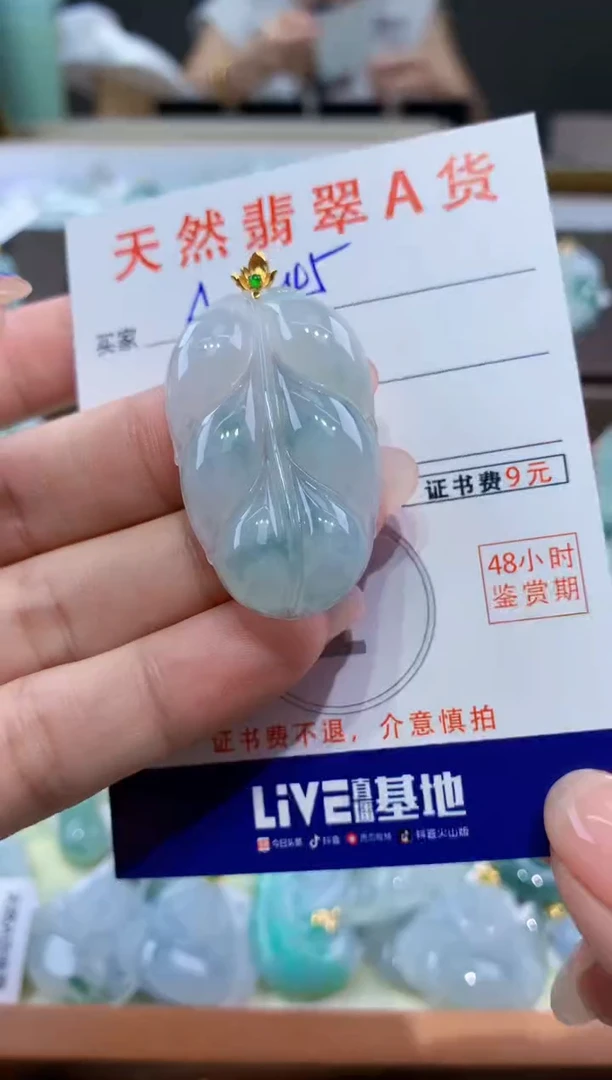 颈饰18K金镶嵌翡翠天然翡翠A货挂件