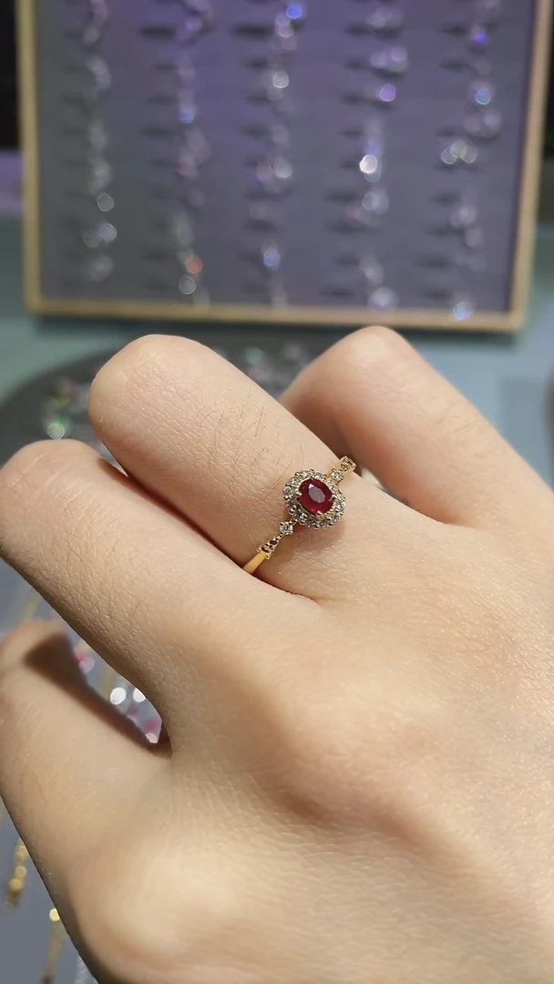 【闪购商品】红宝石戒指18K金镶嵌戒指