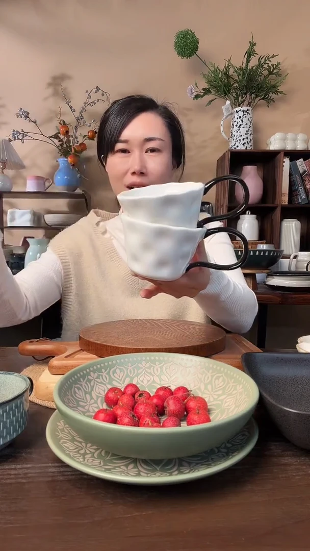 黑耳朵杯2只微瑕