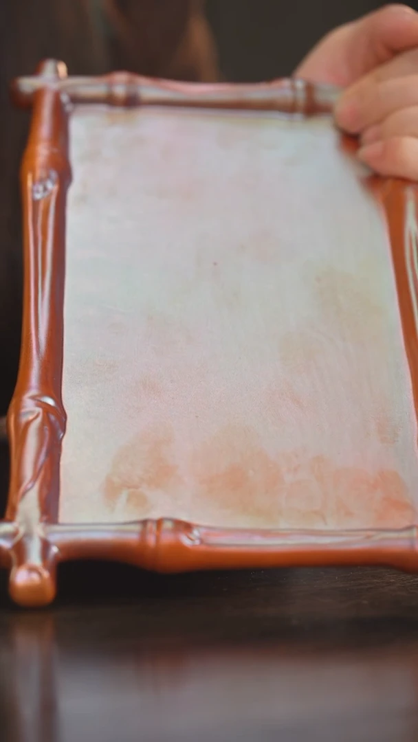 【闪购商品】杯37柴房陶瓷丨金红竹节边干泡台