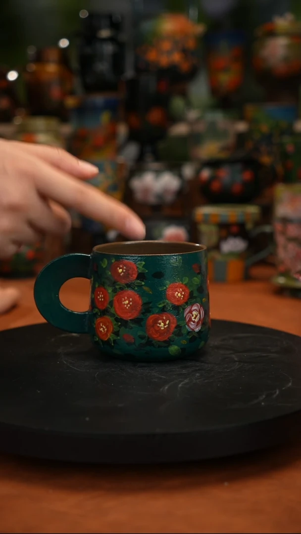 紫砂油画手绘 釉下彩