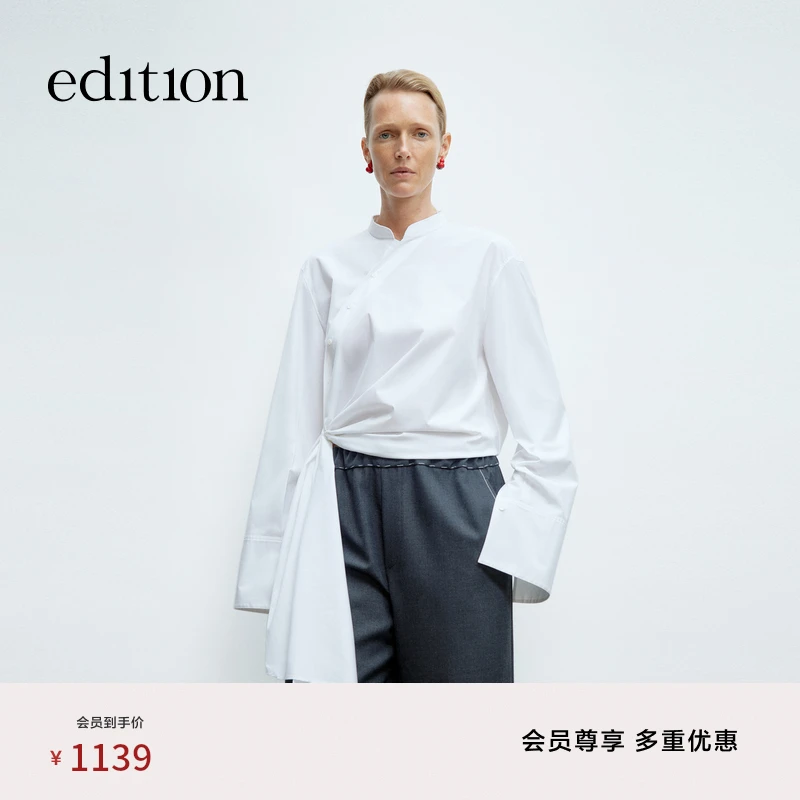 【商场同款新品】edition2025春季新中式短款飘带衬衫#EBE1TOP022