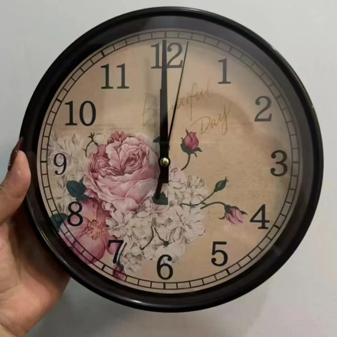 复古欧式家用房间简约地中海饰品挂钟现代牡丹挂钟表