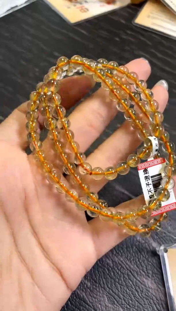 水晶手链未镶嵌6±/x-061【金发晶三圈