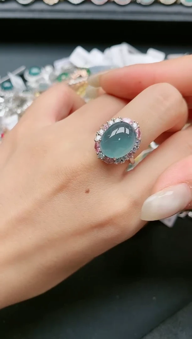 翡翠戒指银S925镶嵌111111