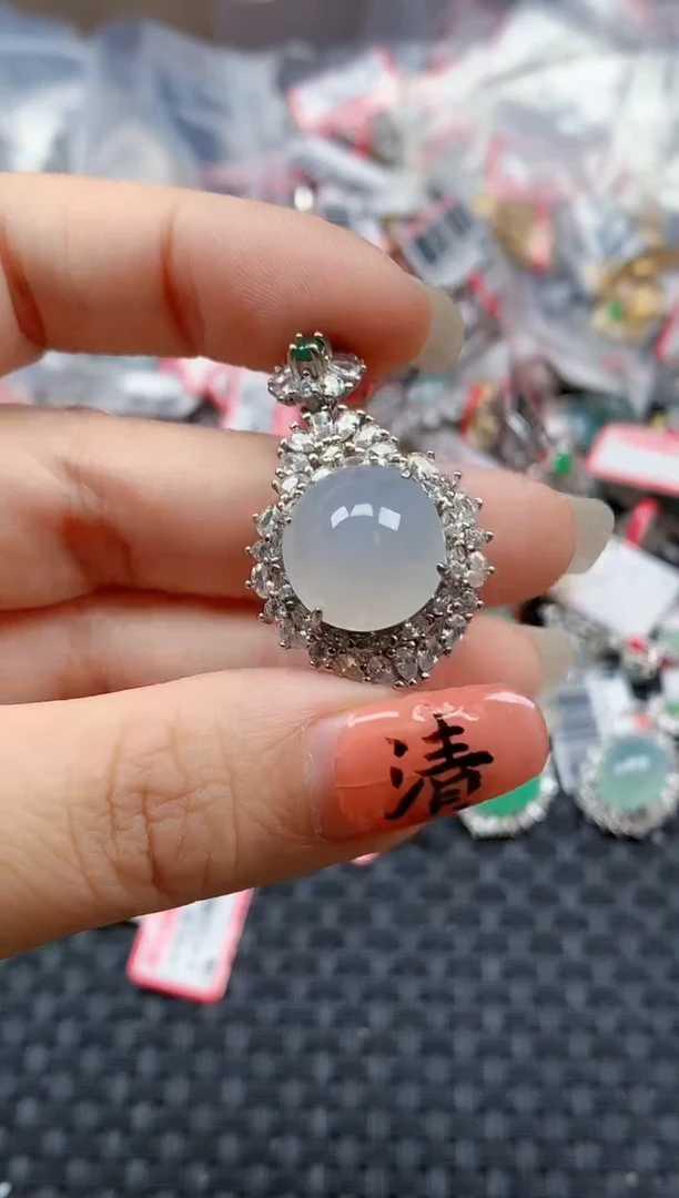 银S925镶嵌戒指翡翠天然A货缅甸翡翠