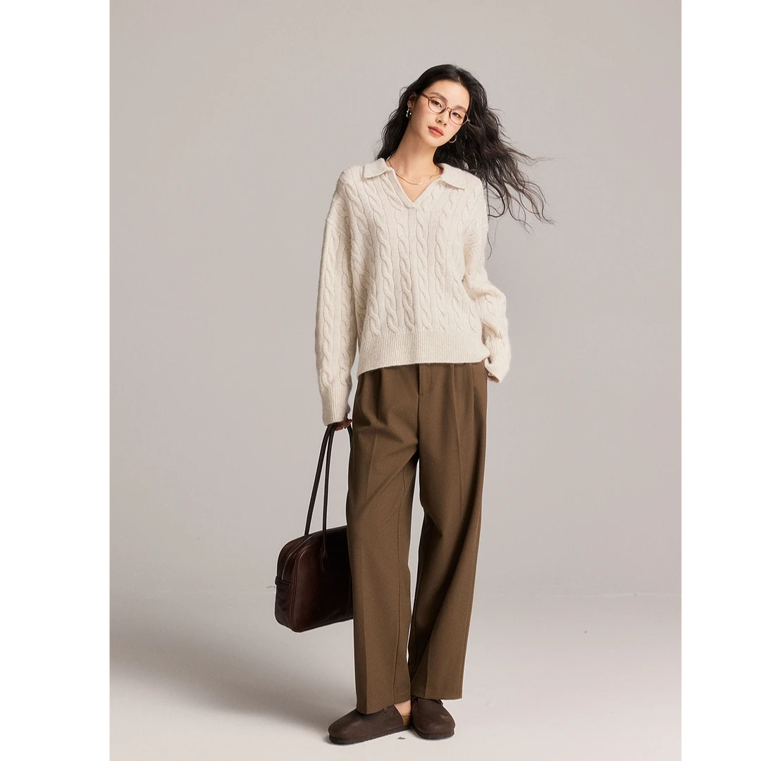 初棉反季清仓 双褶直通感垂感显瘦双褶九分裤 357618008