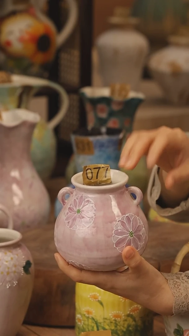 陶瓷景德镇设计师手作花器摆件侘寂风@M077@