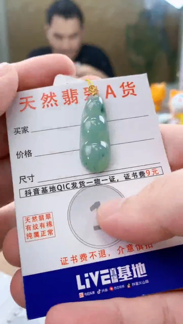 颈饰18K金镶嵌翡翠天然A货翡翠挂件