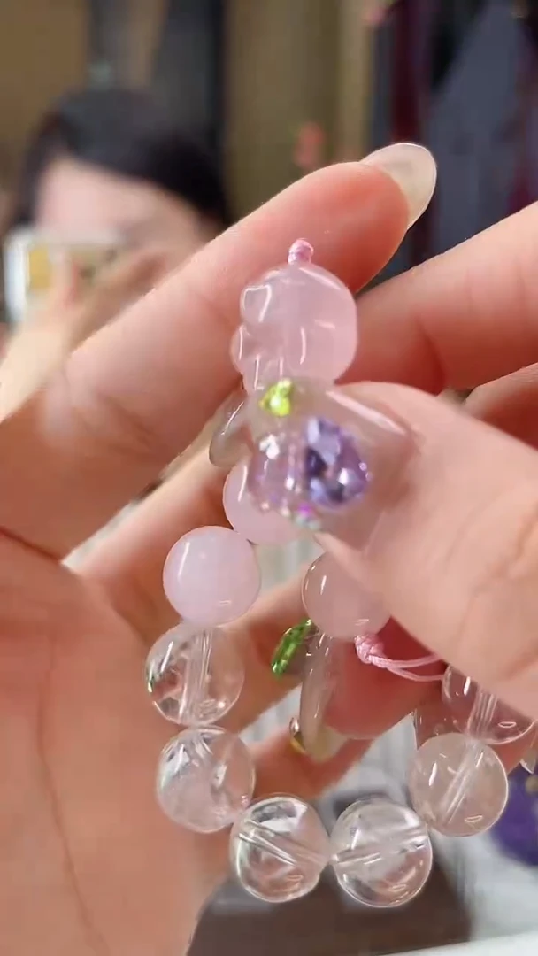 无铜合金无铜合金粉色猫咪手机链