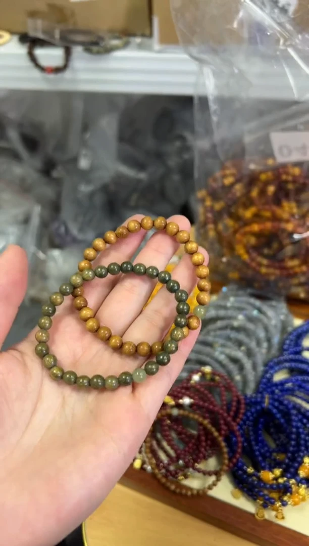 【闪购商品】金丝楠手串未镶嵌金丝楠绿檀和田款[两条一组]