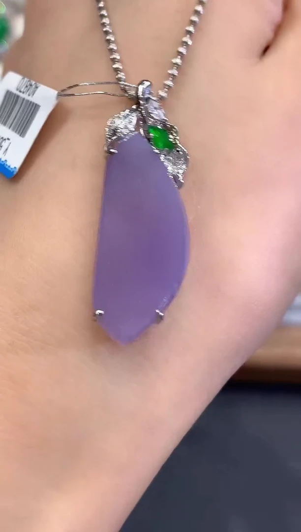 吊坠(不含链)18K金镶嵌翡翠a226紫货有色差