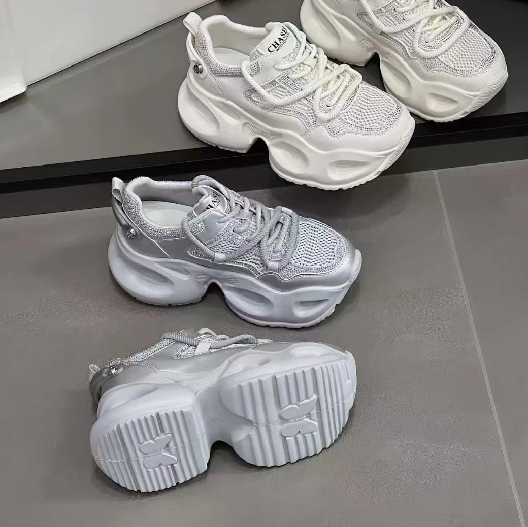 【华小姐】秋季新款时尚潮流圆头厚底透气百搭休闲鞋68201