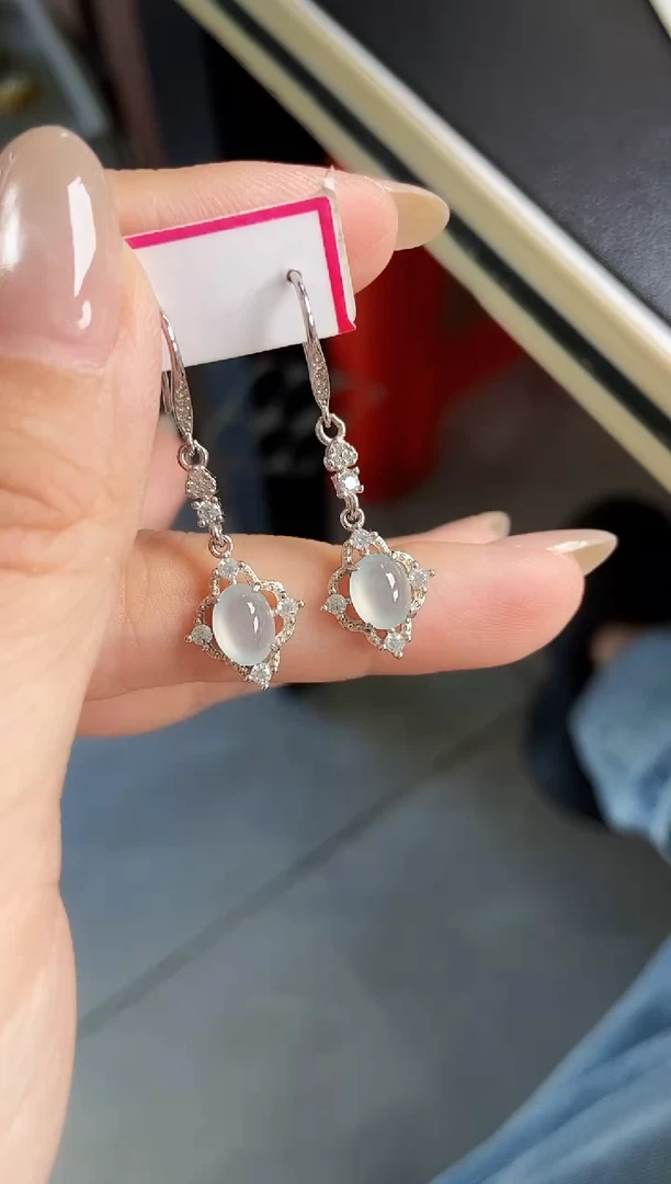 银S925镶嵌翡翠耳饰21