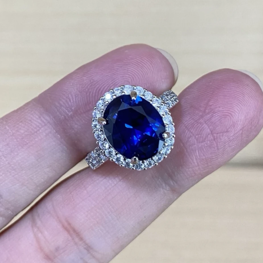 【高级定制】高贵蓝宝石豪华合金精工戒指837