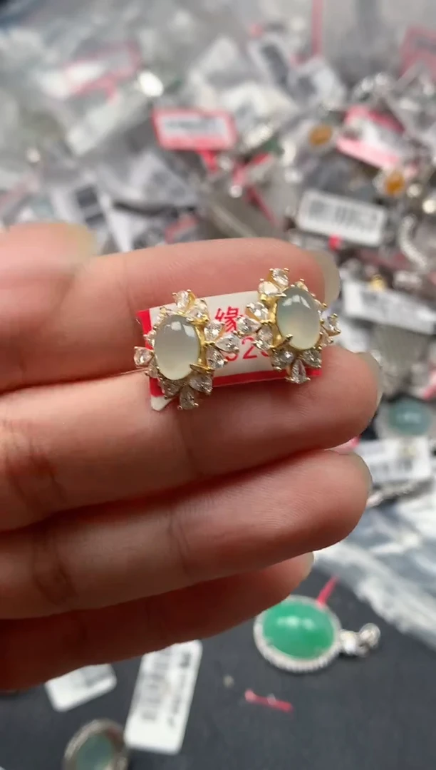 银S925镶嵌戒指翡翠天然A货缅甸翡翠