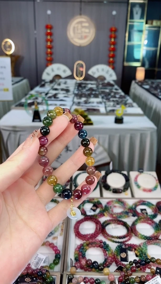 未镶嵌老矿碧玺彩虹单圈手串8mm+碧玺dan多样性发货一条