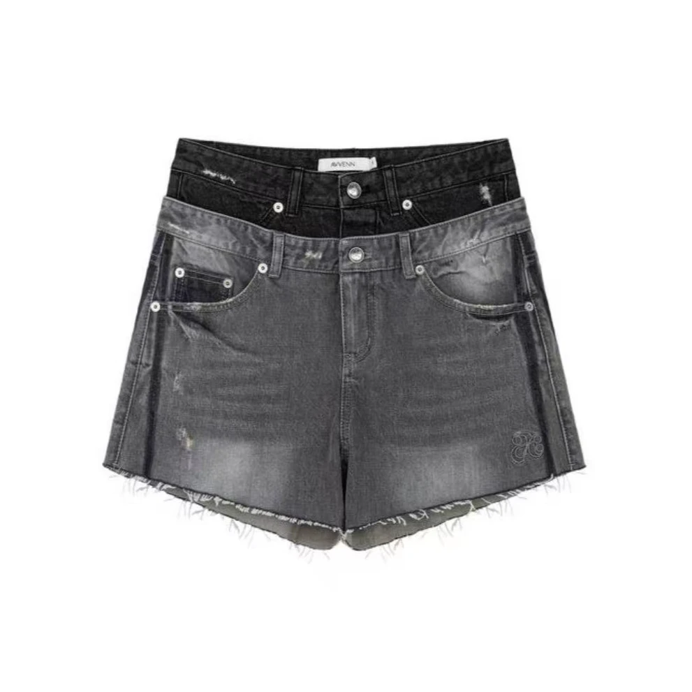 【ZS推荐】AVVENN双腰边牛仔短裤AM31307669