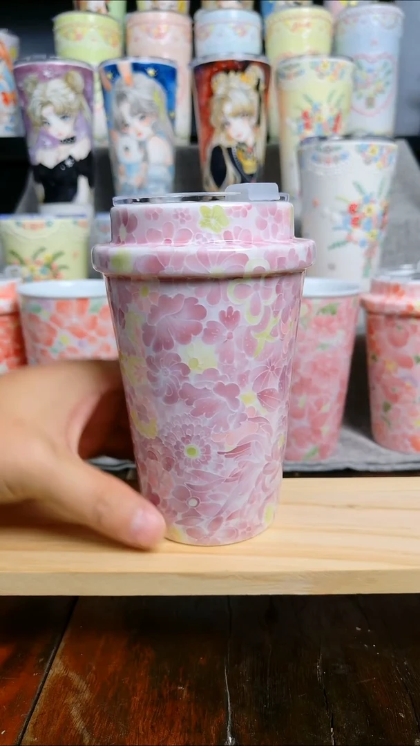 瓷万花随行杯--紫色