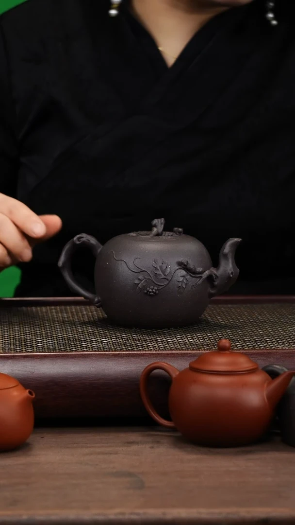 【闪购商品】紫砂茶壶全手工天青泥松鼠葡萄壶